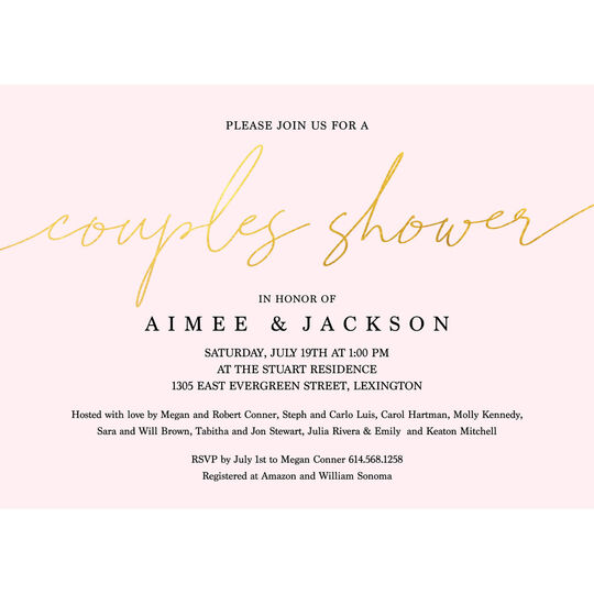 Chic Foil Couples Shower Invitations